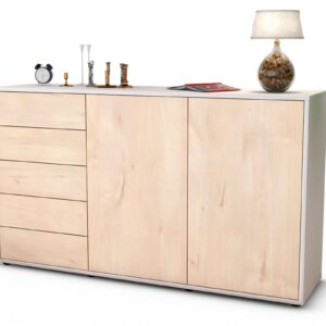 Sideboard Dorentina | Korpus Weiß | Front in Zeder Holz Optik | 136x79x35cm (BxHxT)