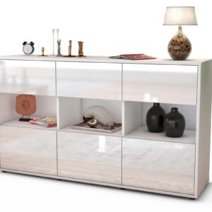 Sideboard Dorett | Korpus Weiß | Front in Hochglanz Weiß | 136x79x35cm (BxHxT)