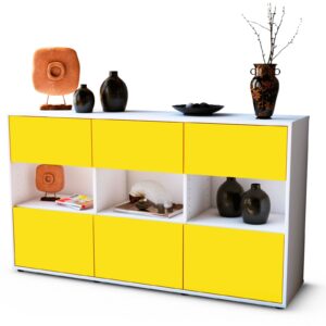 Sideboard Dorett | Korpus Weiß | Front in Gelb | 136x79x35cm (BxHxT)