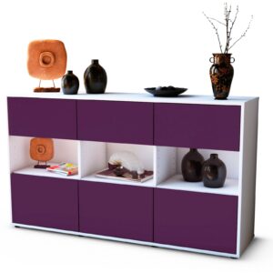 Sideboard Dorett | Korpus Weiß | Front in Lila | 136x79x35cm (BxHxT)