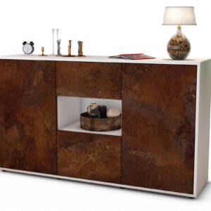 Sideboard Doriana | Korpus Weiß | Front in Rost Optik | 136x79x35cm (BxHxT)