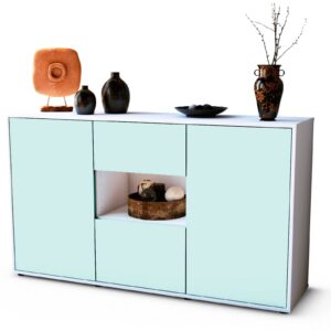 Sideboard Doriana | Korpus Weiß | Front in Mint | 136x79x35cm (BxHxT)