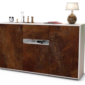 Sideboard Dorina | Korpus Weiß | Front in Rost Optik | 136x79x35cm (BxHxT)