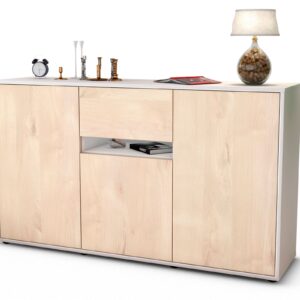 Sideboard Dorina | Korpus Weiß | Front in Zeder Holz Optik | 136x79x35cm (BxHxT)