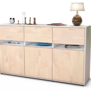 Sideboard Dorinde | Korpus Weiß | Front in Zeder Holz Optik | 136x79x35cm (BxHxT)