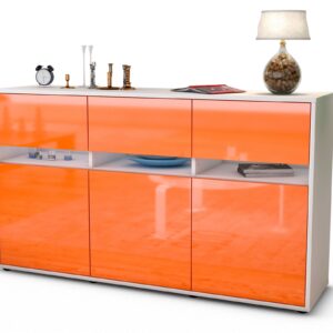 Sideboard Dorinde | Korpus Weiß | Front in Hochglanz Orange | 136x79x35cm (BxHxT)