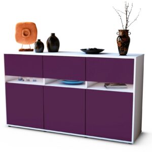 Sideboard Dorinde | Korpus Weiß | Front in Lila | 136x79x35cm (BxHxT)