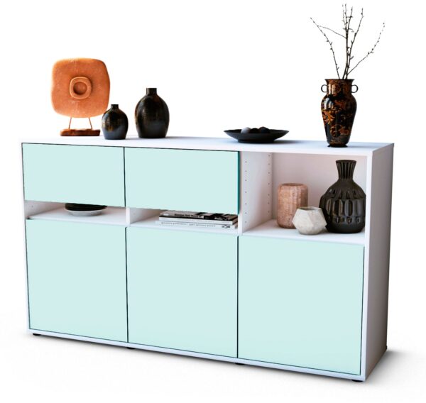 Sideboard Dorotea | Korpus Weiß | Front in Mint | 136x79x35cm (BxHxT)