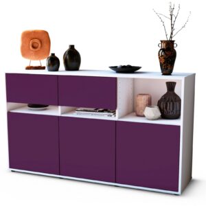 Sideboard Dorotea | Korpus Weiß | Front in Lila | 136x79x35cm (BxHxT)