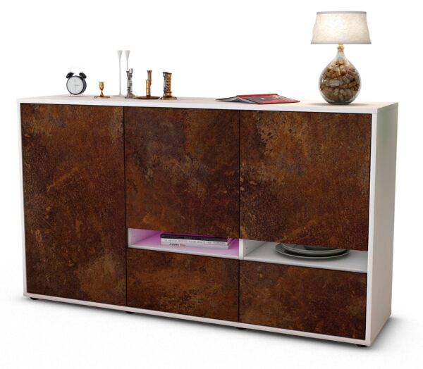 Sideboard Ebe | Korpus Weiß | Front in Rost Optik | 136x79x35cm (BxHxT)
