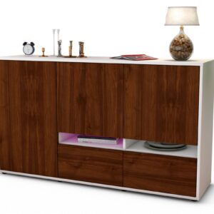 Sideboard Ebe | Korpus Weiß | Front in Walnuss Holz Optik | 136x79x35cm (BxHxT)