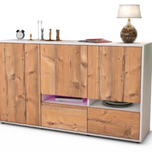 Sideboard Ebe | Korpus Weiß | Front in Pinie Holz Optik | 136x79x35cm (BxHxT)