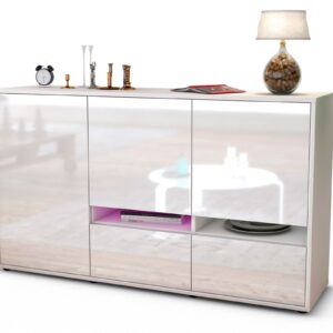 Sideboard Ebe | Korpus Weiß | Front in Hochglanz Weiß | 136x79x35cm (BxHxT)