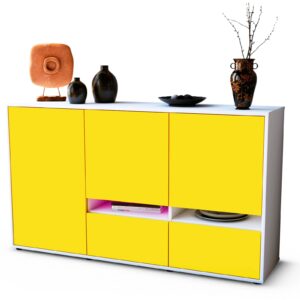 Sideboard Ebe | Korpus Weiß | Front in Gelb | 136x79x35cm (BxHxT)