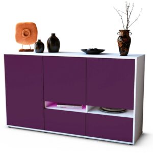 Sideboard Ebe | Korpus Weiß | Front in Lila | 136x79x35cm (BxHxT)