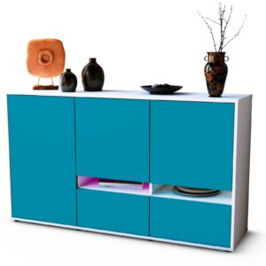 Sideboard Ebe | Korpus Weiß | Front in Türkis | 136x79x35cm (BxHxT)
