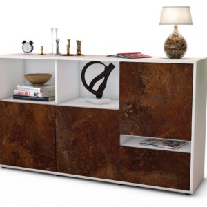 Sideboard Eda | Korpus Weiß | Front in Rost Optik | 136x79x35cm (BxHxT)