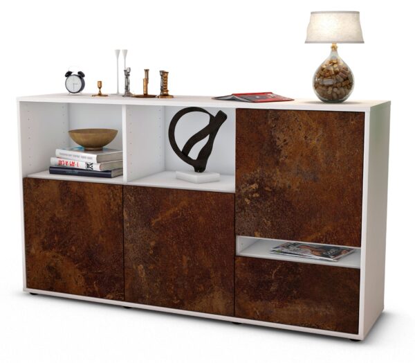 Sideboard Eda | Korpus Weiß | Front in Rost Optik | 136x79x35cm (BxHxT)