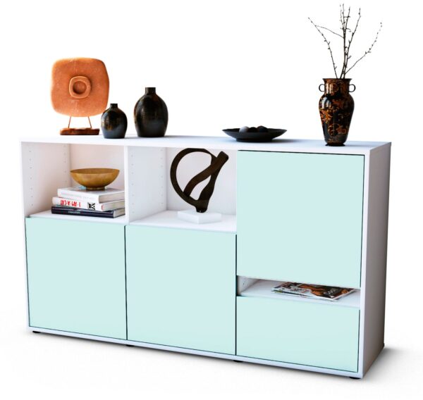 Sideboard Eda | Korpus Weiß | Front in Mint | 136x79x35cm (BxHxT)