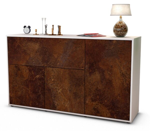 Sideboard Edera | Korpus Weiß | Front in Rost Optik | 136x79x35cm (BxHxT)