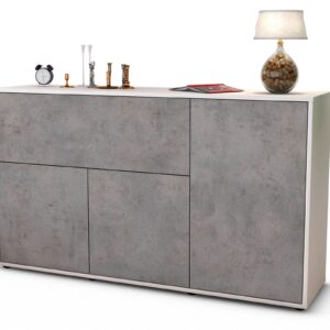 Sideboard Edera | Korpus Weiß | Front in Beton Optik | 136x79x35cm (BxHxT)