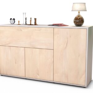 Sideboard Edera | Korpus Weiß | Front in Zeder Holz Optik | 136x79x35cm (BxHxT)