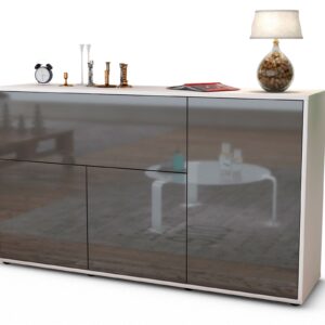 Sideboard Edera | Korpus Weiß | Front in Hochglanz Grau | 136x79x35cm (BxHxT)