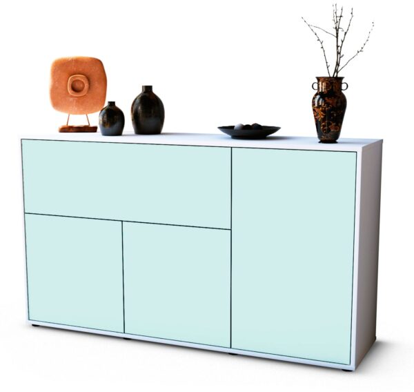 Sideboard Edera | Korpus Weiß | Front in Mint | 136x79x35cm (BxHxT)