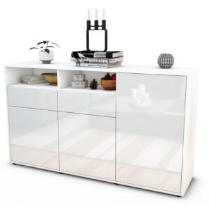 Sideboard Editta | Korpus Weiß | Front in Hochglanz Weiß | 136x79x35cm (BxHxT)