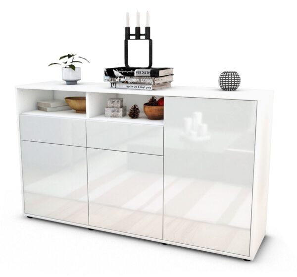 Sideboard Editta | Korpus Weiß | Front in Hochglanz Weiß | 136x79x35cm (BxHxT)