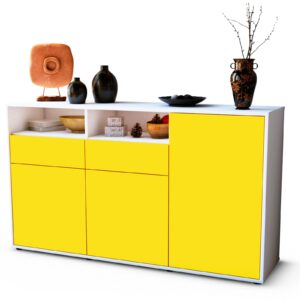 Sideboard Editta | Korpus Weiß | Front in Gelb | 136x79x35cm (BxHxT)