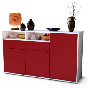 Sideboard Editta | Korpus Weiß | Front in Bordeaux | 136x79x35cm (BxHxT)