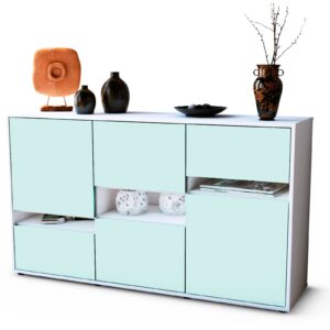 Sideboard Egizia | Korpus Weiß | Front in Mint | 136x79x35cm (BxHxT)