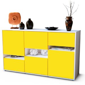 Sideboard Egizia | Korpus Weiß | Front in Gelb | 136x79x35cm (BxHxT)
