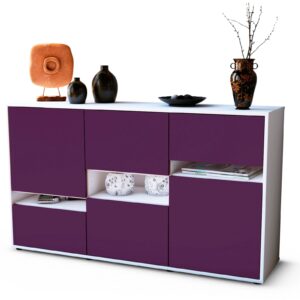 Sideboard Egizia | Korpus Weiß | Front in Lila | 136x79x35cm (BxHxT)