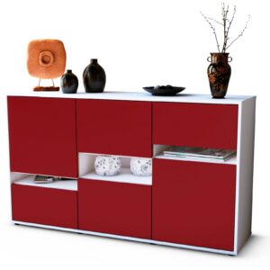 Sideboard Egizia | Korpus Weiß | Front in Bordeaux | 136x79x35cm (BxHxT)