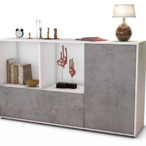 Sideboard Ela | Korpus Weiß | Front in Beton Optik | 136x79x35cm (BxHxT)