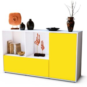 Sideboard Ela | Korpus Weiß | Front in Gelb | 136x79x35cm (BxHxT)