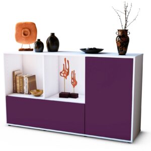 Sideboard Ela | Korpus Weiß | Front in Lila | 136x79x35cm (BxHxT)