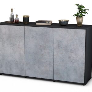 Sideboard Delia | Korpus Anthrazit | Front in Beton Optik | 136x79x35cm (BxHxT)