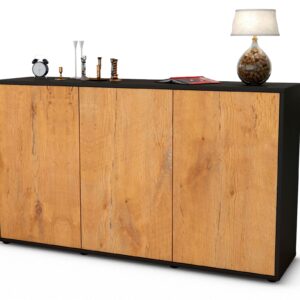 Sideboard Delia | Korpus Anthrazit | Front in Eiche Holz Optik | 136x79x35cm (BxHxT)