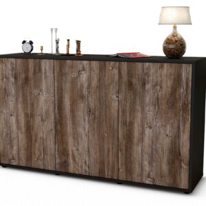 Sideboard Delia | Korpus Anthrazit | Front in Treibholz Holz Optik | 136x79x35cm (BxHxT)