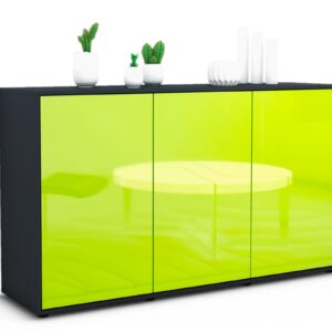 Sideboard Delia | Korpus Anthrazit | Front in Hochglanz Grün | 136x79x35cm (BxHxT)
