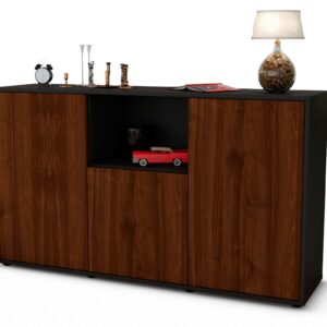 Sideboard Demetria | Korpus Anthrazit | Front in Walnuss Holz Optik | 136x79x35cm (BxHxT)