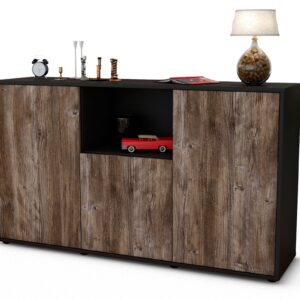 Sideboard Demetria | Korpus Anthrazit | Front in Treibholz Holz Optik | 136x79x35cm (BxHxT)