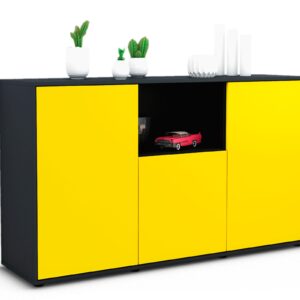 Sideboard Demetria | Korpus Anthrazit | Front in Gelb | 136x79x35cm (BxHxT)