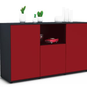 Sideboard Demetria | Korpus Anthrazit | Front in Bordeaux | 136x79x35cm (BxHxT)