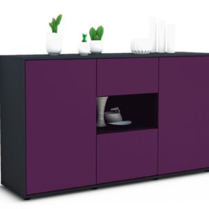 Sideboard Denise | Korpus Anthrazit | Front in Lila | 136x79x35cm (BxHxT)