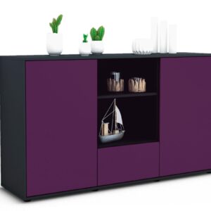 Sideboard Desideria | Korpus Anthrazit | Front in Lila | 136x79x35cm (BxHxT)