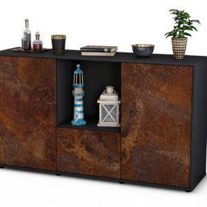 Sideboard Dhonna | Korpus Anthrazit | Front in Rost Optik | 136x79x35cm (BxHxT)